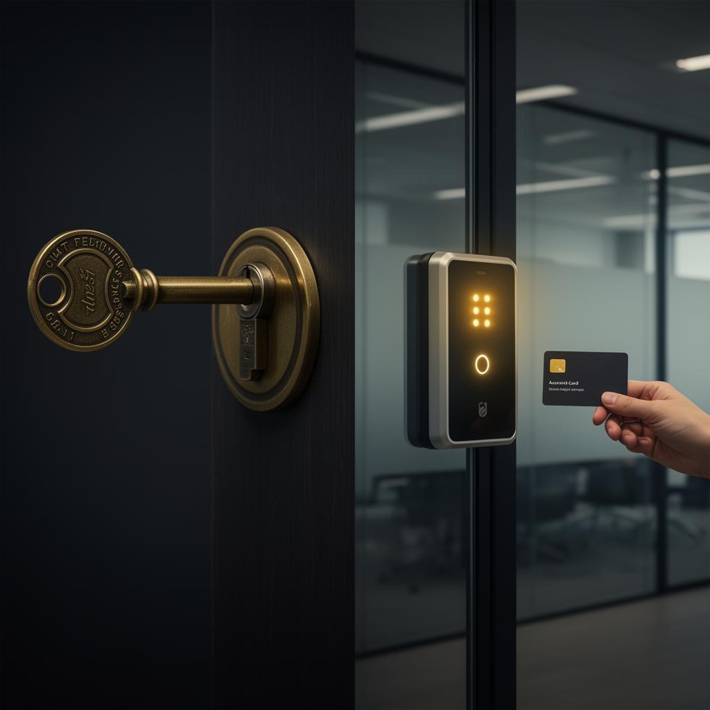 Elektronischer Türzylinder neben mechanischem Sicherheitszylinder